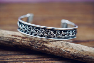 Silver Celtic Knot Cuff Bracelet, Bohemian Jewellery Gift for Her