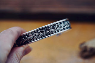 Silver Celtic Knot Cuff Bracelet, Bohemian Jewellery Gift for Her