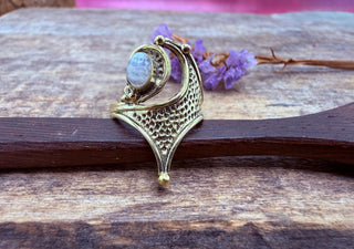 Boho Moonstone Brass Ring, Mottled Effect Brass Ring, Gift for Her from Kaali Boutique