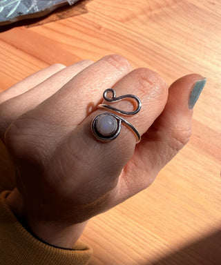 Boho Moonstone Silver Ring, Non Tarnish Jewellery Adjustable Silver Ring