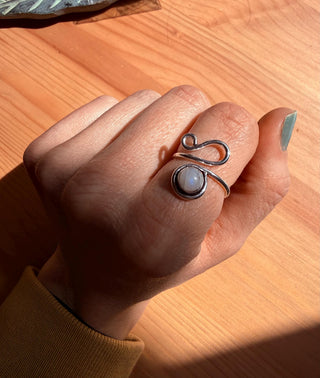 Boho Moonstone Silver Ring, Non Tarnish Jewellery Adjustable Silver Ring