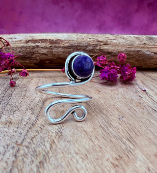 Boho Lapis Lazuli Silver Ring, Non Tarnish Jewellery Adjustable Silver Ring