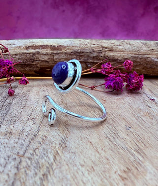 Boho Lapis Lazuli Silver Ring, Non Tarnish Jewellery Adjustable Silver Ring