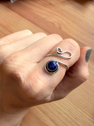 Boho Lapis Lazuli Silver Ring, Non Tarnish Jewellery Adjustable Silver Ring