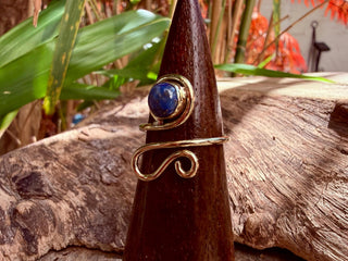 Boho Lapis Lazuli Brass Ring, Adjustable Brass Ring, Bohemian Women's Jewellery,