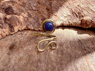 Boho Lapis Lazuli Brass Ring, Adjustable Brass Ring, Bohemian Women's Jewellery,