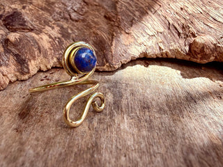 Boho Lapis Lazuli Brass Ring, Adjustable Brass Ring, Bohemian Women's Jewellery,