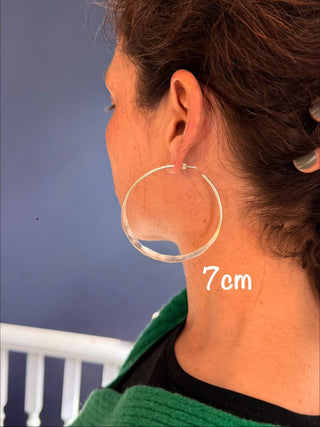 Hammered Flat Silver Hoop Earrings Butterfly Back, Irregular Silver Hoops, Ethnic Jewellery, Everyday Silver Earrings