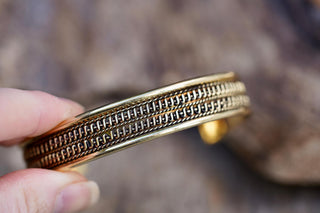 Boho Cuff Bracelet, Textured Beaded Brass Bracelet, Bohemian Jewellery Gift for Her