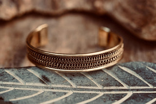 Boho Cuff Bracelet, Textured Beaded Brass Bracelet, Bohemian Jewellery Gift for Her