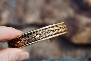 Brass Celtic Knot Cuff Bracelet, Bohemian Jewellery Gift for Her, Men's Bracelet