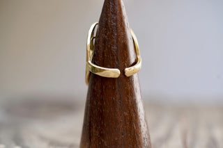 Boho Brass Adjustable Ring, Geometric Flower Ring, Minimalist Bohemian Jewellery, Adjustable Statement Ring, Boho Style Gift for Her