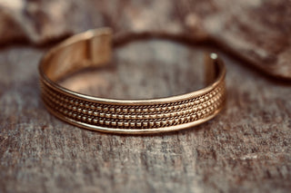 Boho Cuff Bracelet, Textured Beaded Brass Bracelet, Bohemian Jewellery Gift for Her