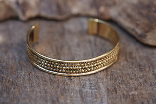 Boho Cuff Bracelet, Textured Beaded Brass Bracelet, Bohemian Jewellery Gift for Her