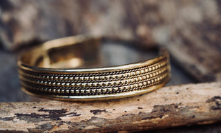 Boho Cuff Bracelet, Textured Beaded Brass Bracelet, Bohemian Jewellery Gift for Her