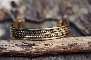 Boho Cuff Bracelet, Textured Beaded Brass Bracelet, Bohemian Jewellery Gift for Her