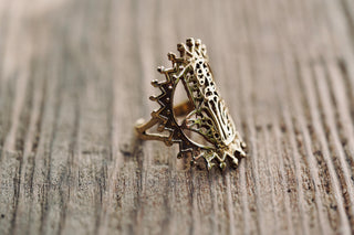 Hand of Fatima Protection Ring, Size Adjustable, Intricate Ethnic Brass Statement Ring,