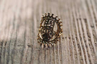 Hand of Fatima Protection Ring, Size Adjustable, Intricate Ethnic Brass Statement Ring,
