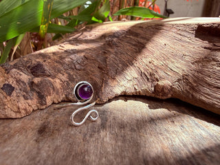 Boho Amethyst Silver Ring, Non Tarnish Jewellery Adjustable Silver Ring