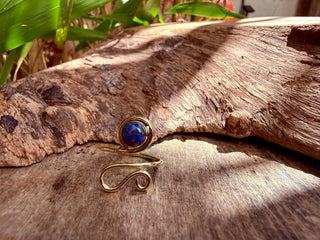 Boho Lapis Lazuli Brass Ring, Adjustable Brass Ring, Bohemian Women's Jewellery,