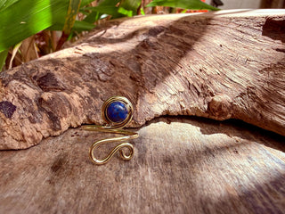 Boho Lapis Lazuli Brass Ring, Adjustable Brass Ring, Bohemian Women's Jewellery,
