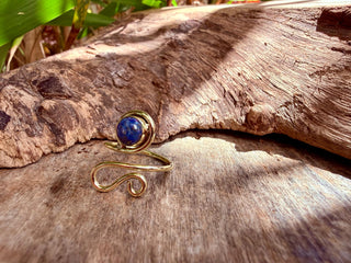 Boho Lapis Lazuli Brass Ring, Adjustable Brass Ring, Bohemian Women's Jewellery,