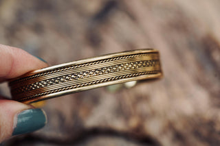 Boho Cuff Bracelet, Textured Beaded Brass Bracelet, Bohemian Jewellery Gift for Her