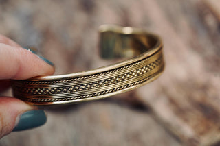 Boho Cuff Bracelet, Textured Beaded Brass Bracelet, Bohemian Jewellery Gift for Her