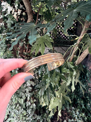 Boho Cuff Bracelet, Textured Beaded Brass Bracelet, Bohemian Jewellery Gift for Her