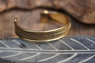 Boho Cuff Bracelet, Textured Beaded Brass Bracelet, Bohemian Jewellery Gift for Her