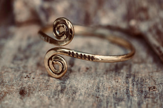 Solid Brass Spiral Cuff Bracelet – Adjustable Arm Cuff, Forearm Bracelet, Boho Brass Bangle