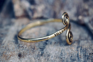 Solid Brass Spiral Cuff Bracelet – Adjustable Arm Cuff, Forearm Bracelet, Boho Brass Bangle