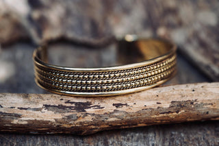 Boho Cuff Bracelet, Textured Beaded Brass Bracelet, Bohemian Jewellery Gift for Her