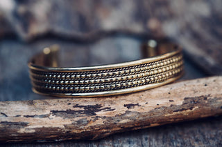 Boho Cuff Bracelet, Textured Beaded Brass Bracelet, Bohemian Jewellery Gift for Her
