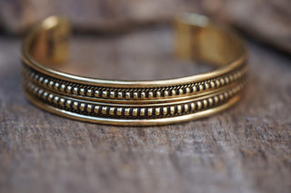Boho Cuff Bracelet, Textured Beaded Brass Bracelet, Bohemian Jewellery Gift for Her