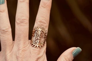 Hand of Fatima Protection Ring, Size Adjustable, Intricate Ethnic Brass Statement Ring,