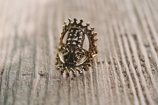 Hand of Fatima Protection Ring, Size Adjustable, Intricate Ethnic Brass Statement Ring,
