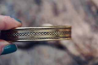 Boho Cuff Bracelet, Textured Beaded Brass Bracelet, Bohemian Jewellery Gift for Her