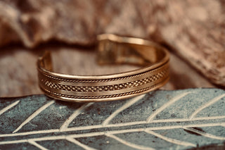 Boho Cuff Bracelet, Textured Beaded Brass Bracelet, Bohemian Jewellery Gift for Her