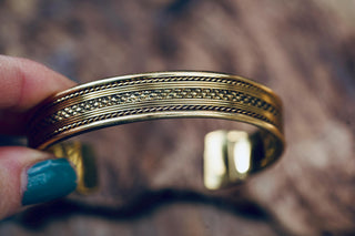 Boho Cuff Bracelet, Textured Beaded Brass Bracelet, Bohemian Jewellery Gift for Her