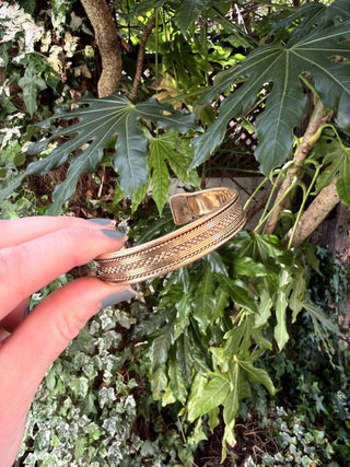 Boho Cuff Bracelet, Textured Beaded Brass Bracelet, Bohemian Jewellery Gift for Her