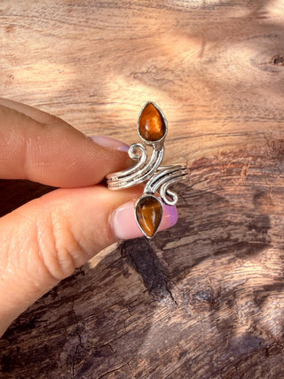 Silver Spiral Tiger Eye Adjustable Ring, Non Tarnish Ring, One size bohemian Ring for Her