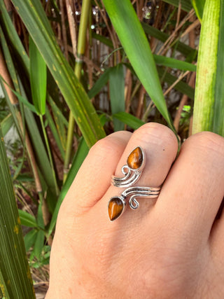 Silver Spiral Black Onyx Adjustable Ring, Non Tarnish Ring, One size bohemian Ring for Her