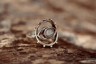 Moonstone Silver Eye Ring, Silver Plated Non Tarnish Ring, Boho Statement Ring, Evil Eye Inspired Ring, Gift for Her