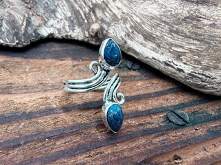 Silver Spiral Lapis Lazuli Adjustable Ring, Non Tarnish Ring, One size bohemian Ring for Her