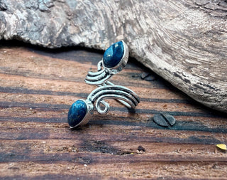 Silver Spiral Lapis Lazuli Adjustable Ring, Non Tarnish Ring, One size bohemian Ring for Her