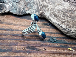 Silver Spiral Lapis Lazuli Adjustable Ring, Non Tarnish Ring, One size bohemian Ring for Her