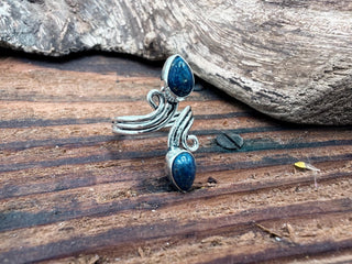 Silver Spiral Lapis Lazuli Adjustable Ring, Non Tarnish Ring, One size bohemian Ring for Her