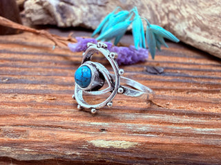 Turquoise Silver Eye Ring, Silver Plated Non Tarnish Ring, Boho Statement Ring, Evil Eye Inspired Ring, Gift for Her