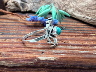 Turquoise Silver Eye Ring, Silver Plated Non Tarnish Ring, Boho Statement Ring, Evil Eye Inspired Ring, Gift for Her